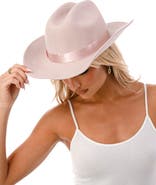 MARCUS ADLER Satin Ribbon Wool Cowboy Hat