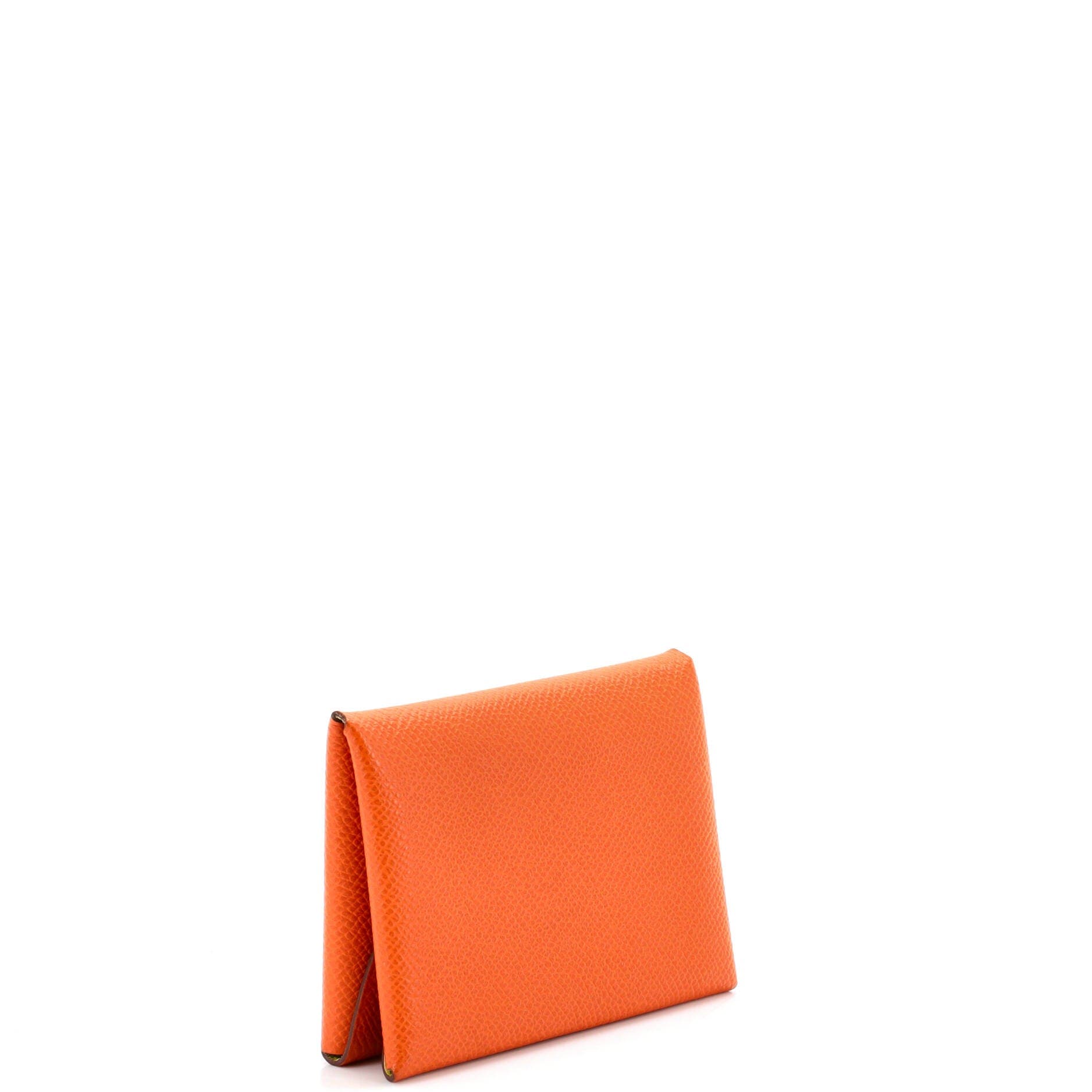 Calvi Duo Card Holder Epsom, Alternate, color, Verso-Orange H/Lime