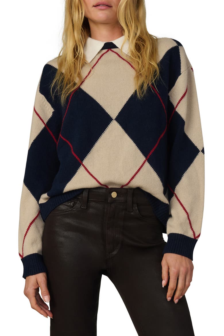 The Jude Collared Sweater, Main, color, NAVY MULTI ARGYLE