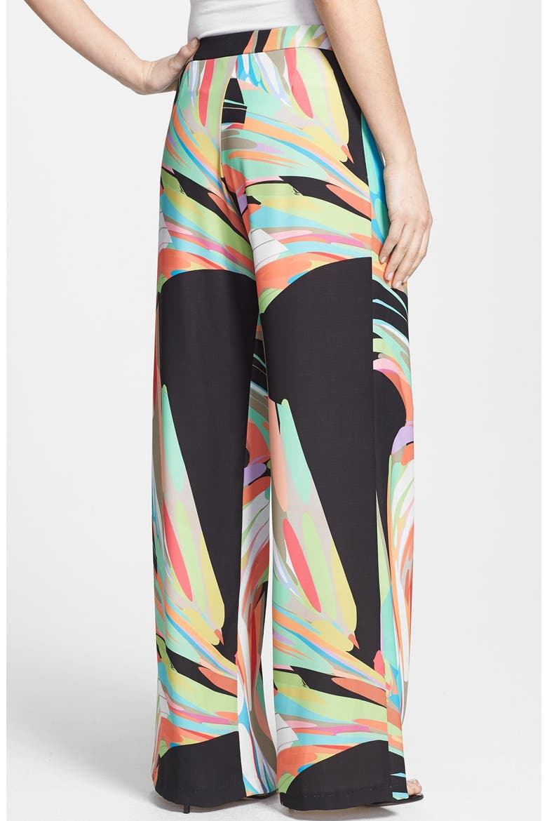 Print Palazzo Pants, Alternate, color, BLACK