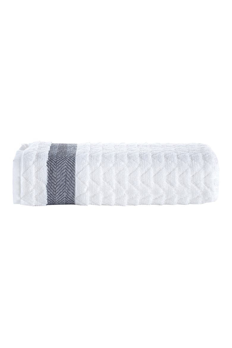 Herringbone Cotton Bath Towel, Main, color, WHITE