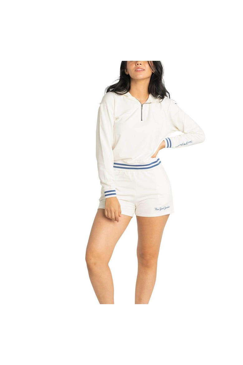 Women's Lusso  White New York Yankees Magnolia Tri-Blend Quarter-Zip Hoodie, Alternate, color, White