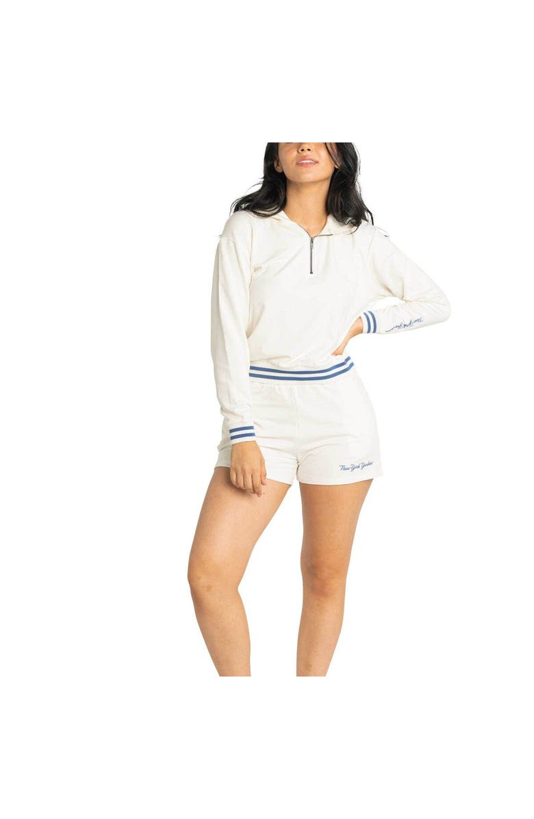 LUSSO Women's Lusso White New York Yankees Magnolia Tri-Blend Quarter-Zip Hoodie, Alternate, color, White