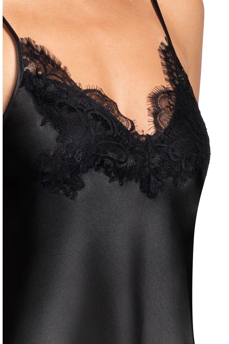 Britney Lace Trim Chemise, Alternate, color, BLACK