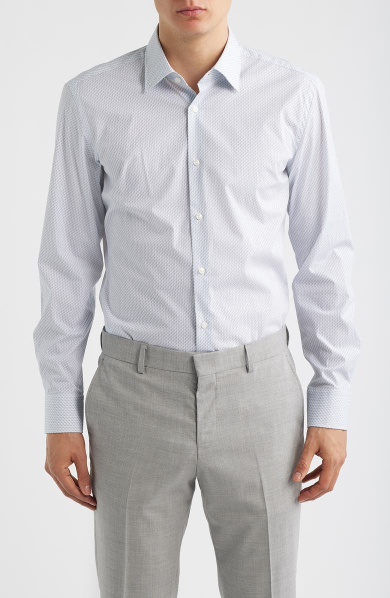 BOSS Hank Slim Fit Stretch Cotton Dress Shirt, Main, color, Light/ Pastel Blue