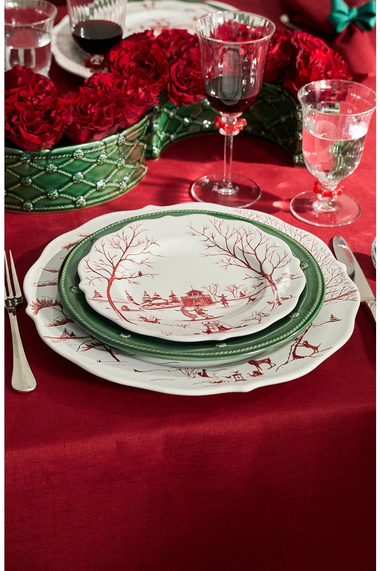 Berry Scallop Linen Tablecloth, Alternate, color, RUBY