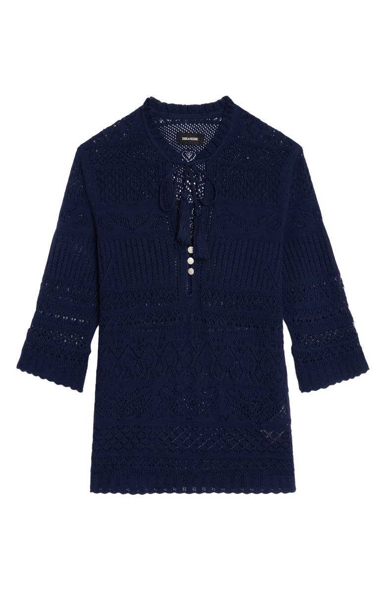 Zadig & Voltaire Open Stitch Shirt, Alternate, color, Marine