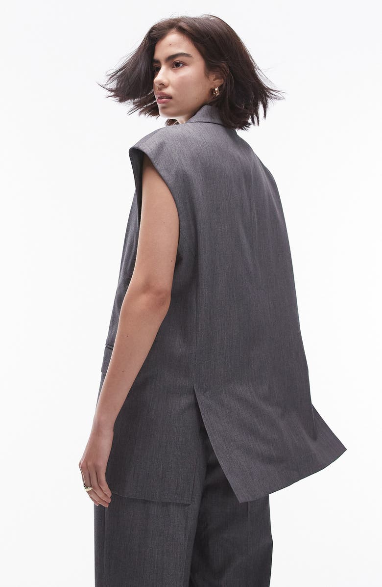 Topshop Cap Sleeve Blazer, Alternate, color,