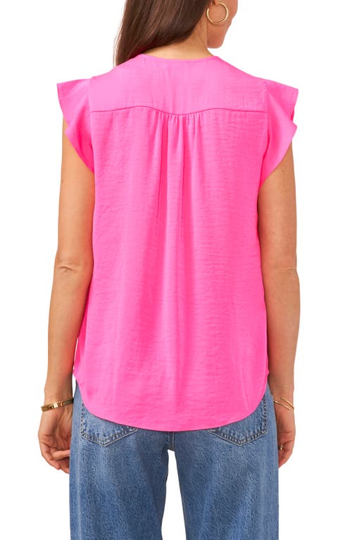 Vince Camuto Ruffle Sleeve Satin Top In Pink