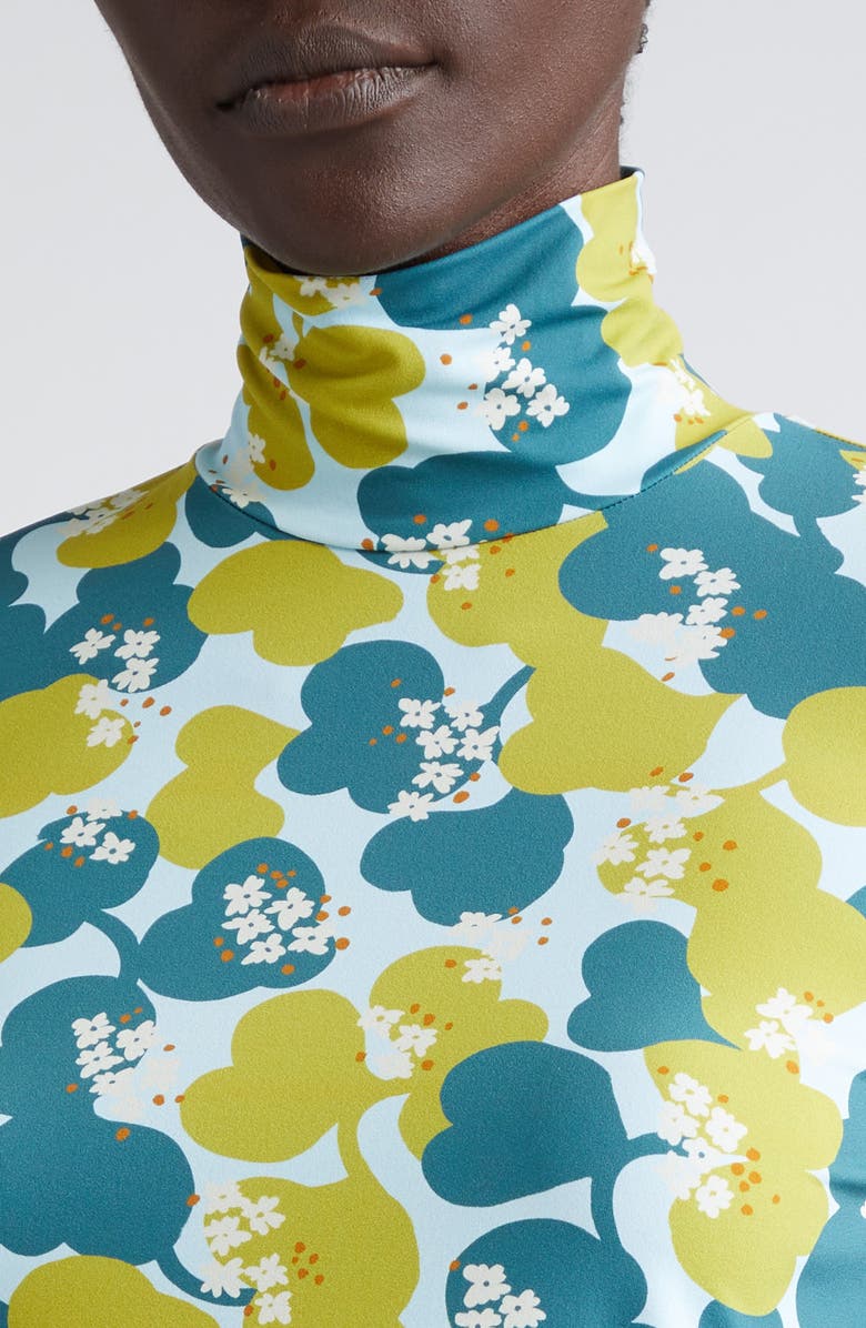 St. John Collection Nuda '60s Floral Turtleneck Top, Alternate, color, 