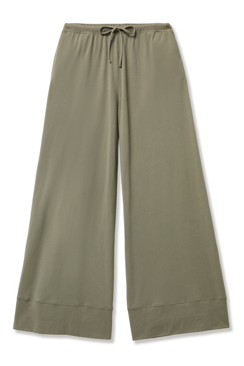 Pima Cotton Wide Leg Lounge Pants, Alternate, color, GREEN