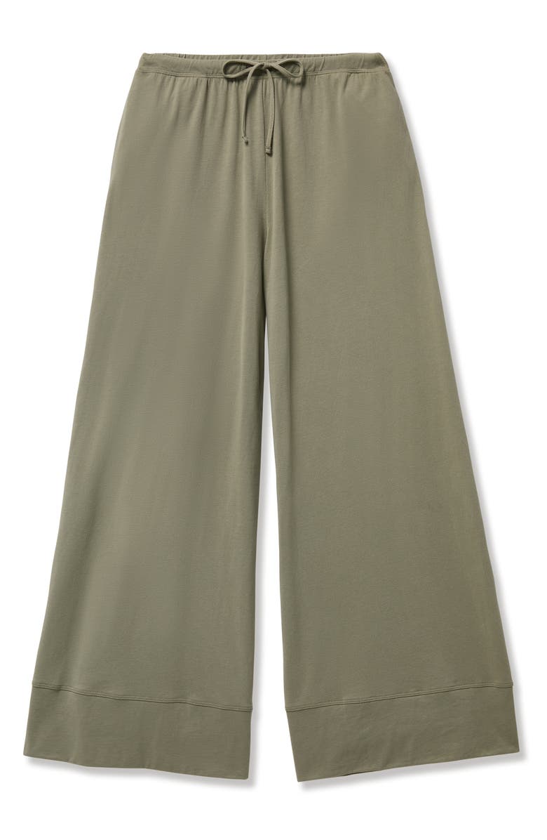 Petite Plume Pima Cotton Crop Wide Leg Pajama Pants, Alternate, color, Green