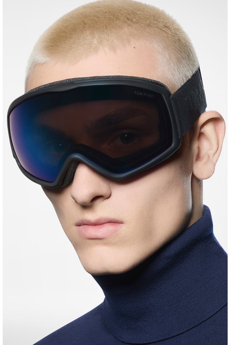Mirrored Ski Mask, Alternate, color, MATTE BLACK / BLUE MIRROR LENS