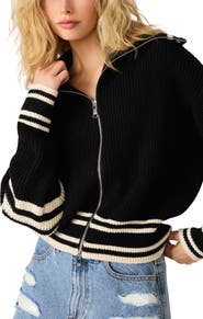 Steve Madden Dara Ribbed Zip Cardigan