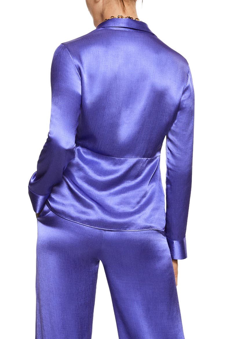 Satin Long Sleeve Blouse, Alternate, color, PURPLE