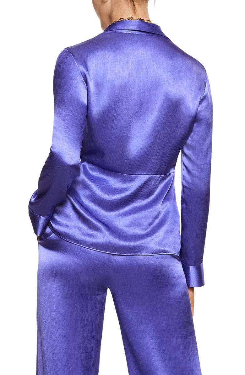 MANGO Satin Long Sleeve Blouse, Alternate, color,