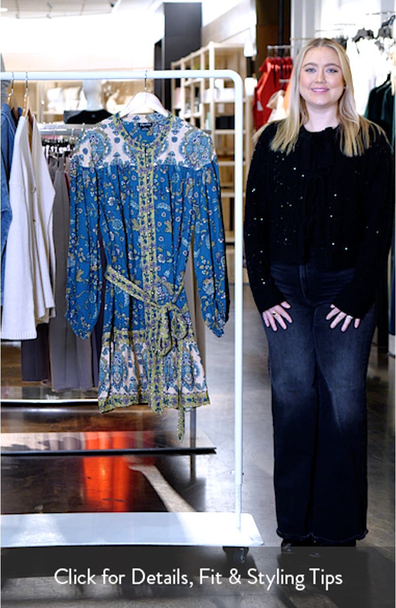 Sable Print Long Sleeve Minidress, sales video thumbnail