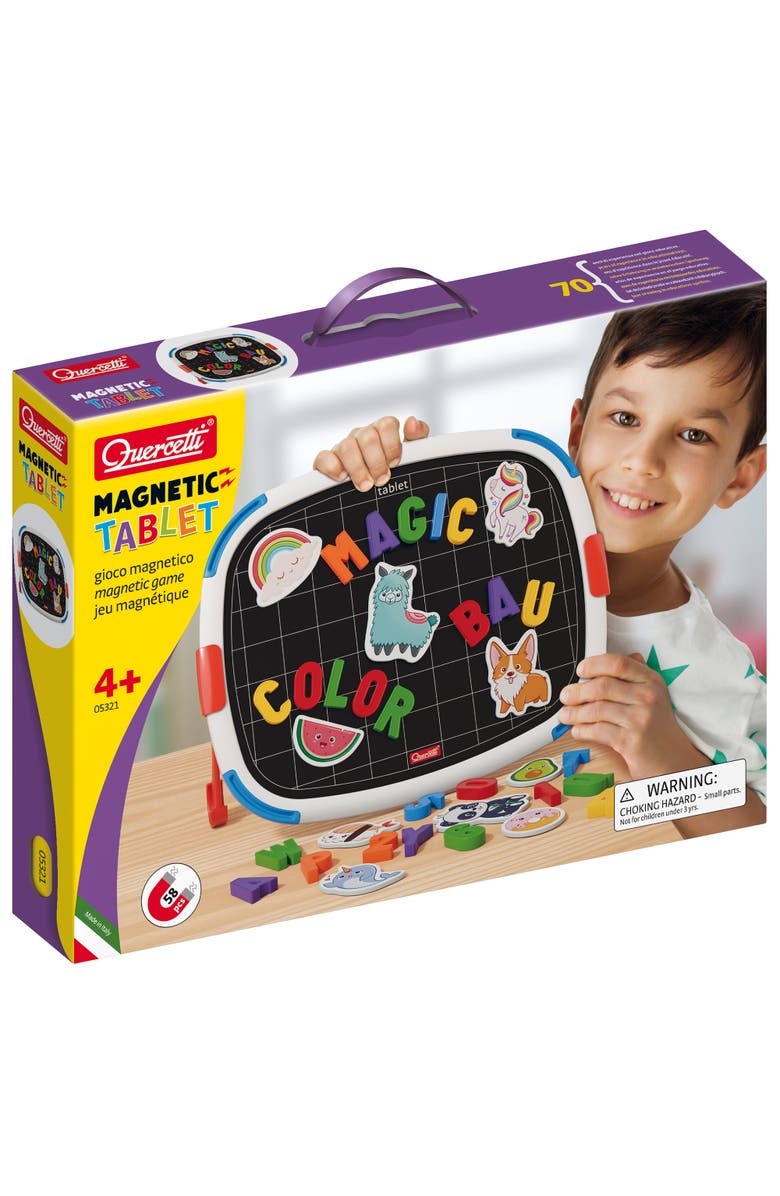 Quercetti Magnetic Tablet Doublesided Board, Letters & Animal Magnets, Main, color, Multicolored