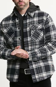 JACHS Plaid Flannel Shirt Jacket with Faux-Fur Lining