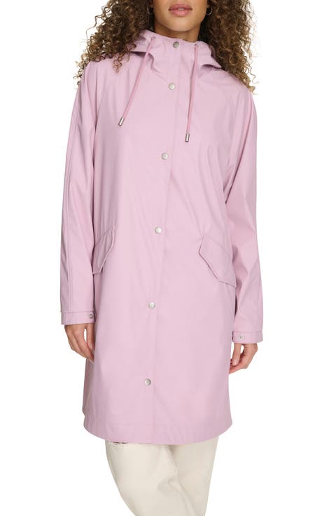 Water Resistant Hooded Long Rain Jacket