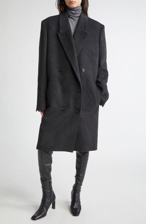 Totême Double-breasted Cashmere Coat Charcoal In Gray