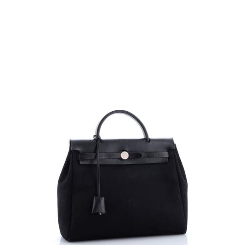 Pre-owned Hermes Hermes Herbag Toile And Leather Pm In Black
