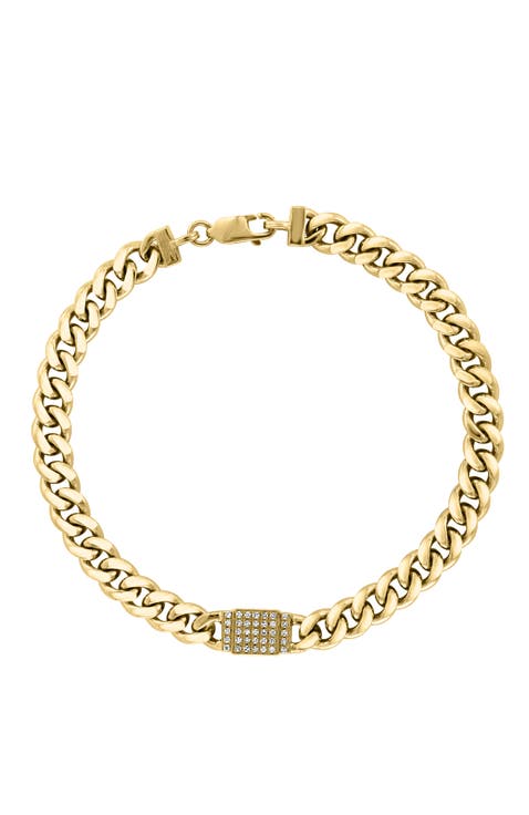 Diamond Link Bracelet in Gold-Plated Sterling Silver