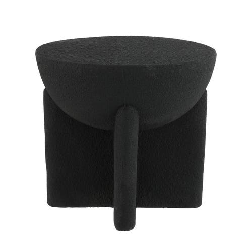 Jonathan Y Brady 16.25" Minimalist Modern Drum Accent Table, Black Frosted In Black Frosted