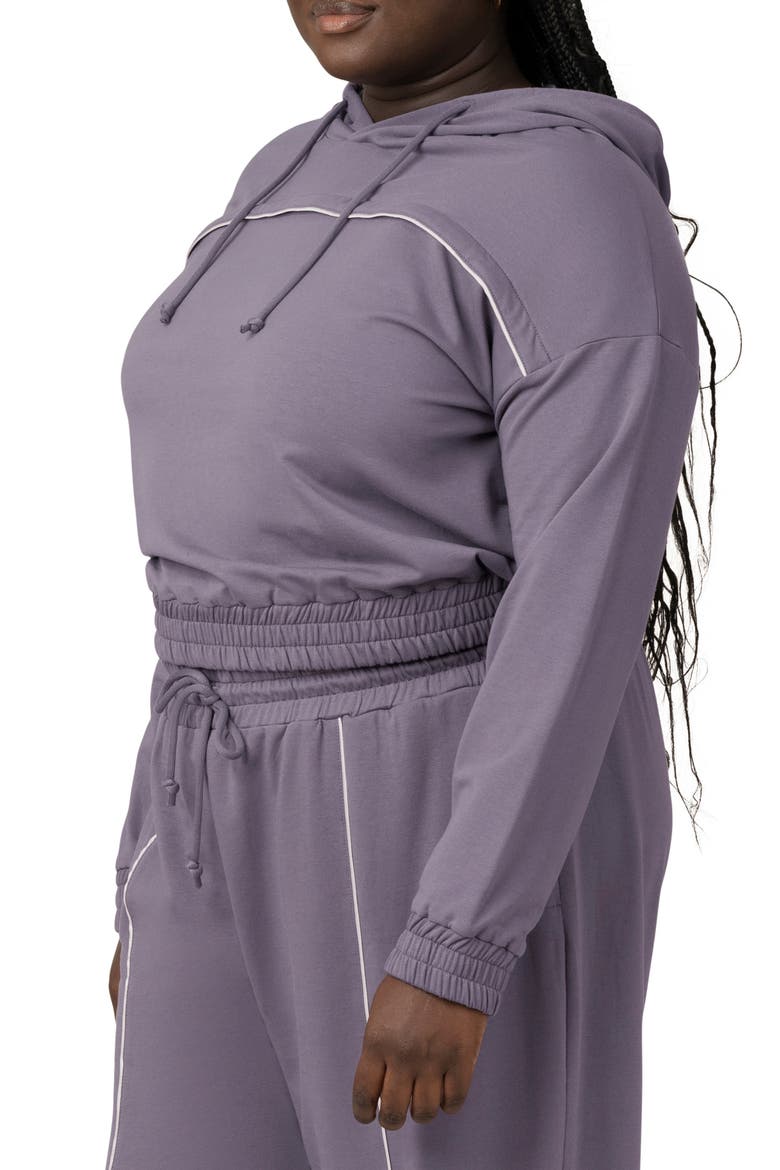 Mila Crop Maternity/Nursing Hoodie, Alternate, color, GRANITE