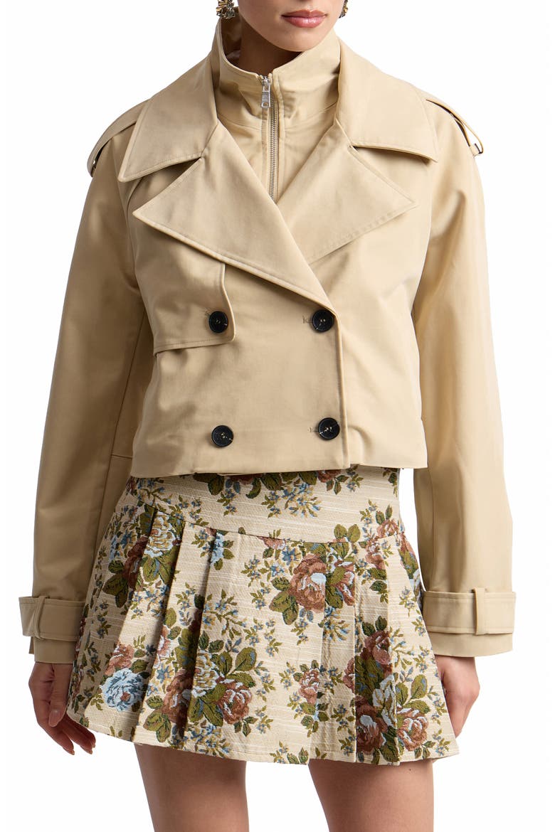 Cropped High Neck Jacket, Main, color, KHAKI
