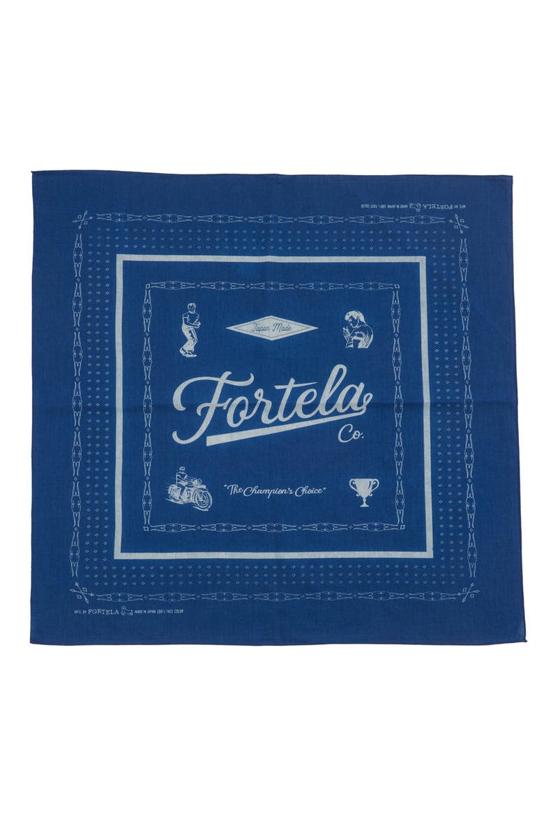 Printed Logo Cotton Bandana, Main, color, INDACO