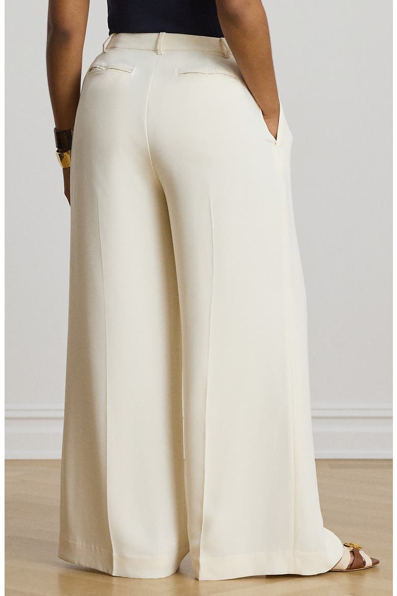 Wide Leg Pleat Crepe Pants, Alternate, color, MASCARPONE CREAM