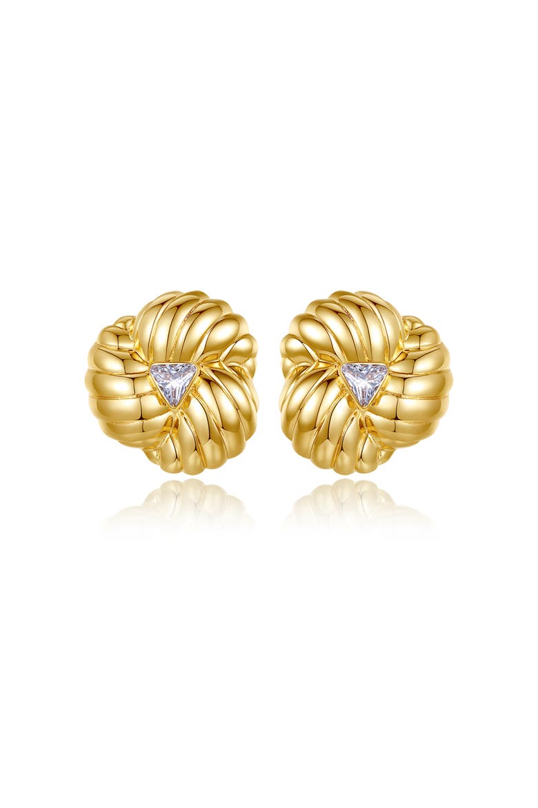 Clover Designed Stud Earrings, Main, color, Gold