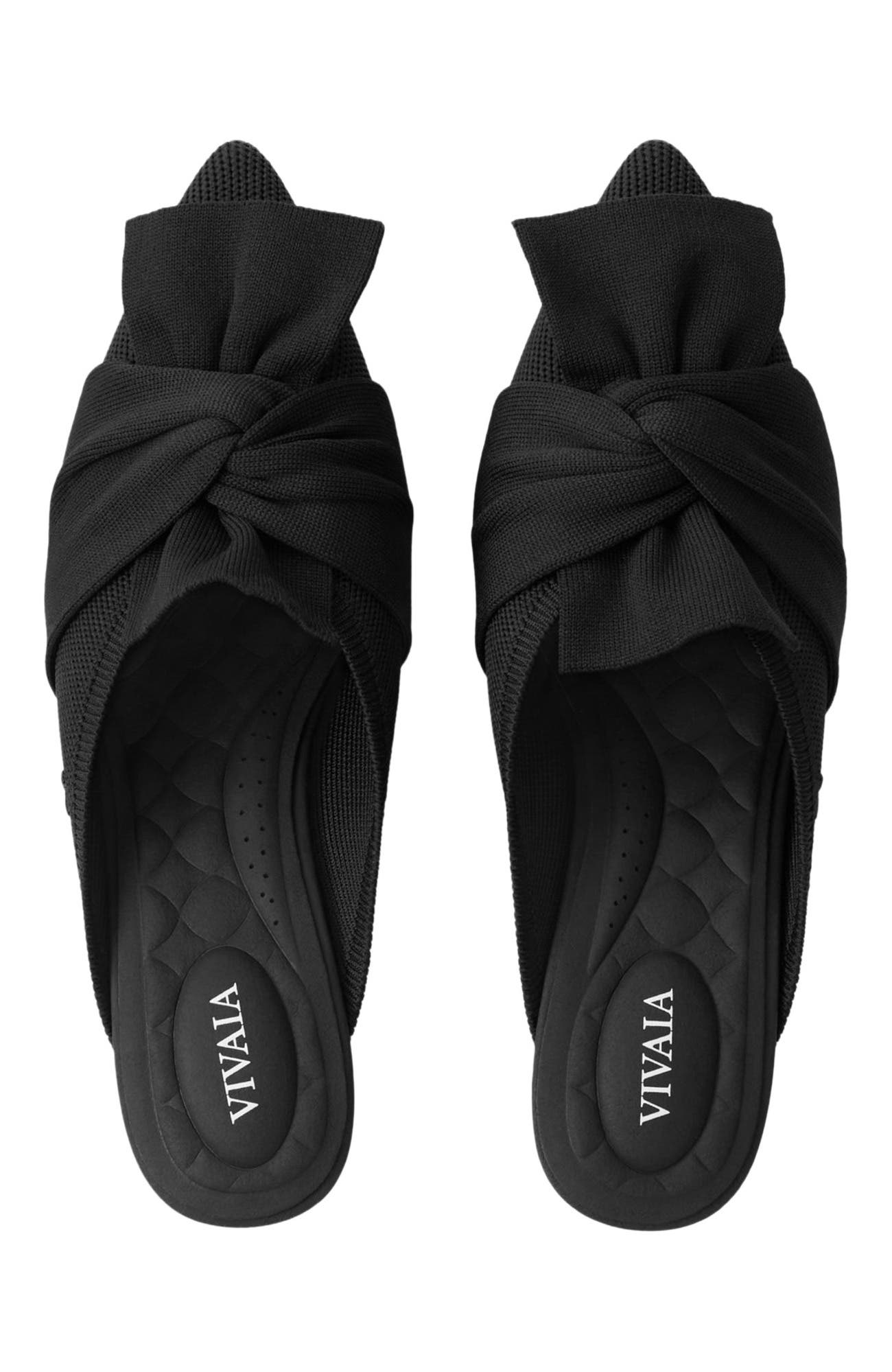 VIVAIA Pointed-Toe Bow Sandals, Alternate, color, Black