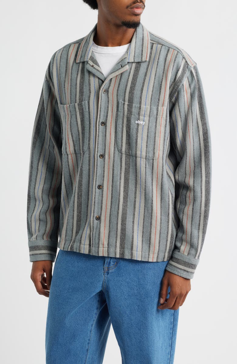 Obey Willard Long Sleeve Camp Shirt, Main, color, 