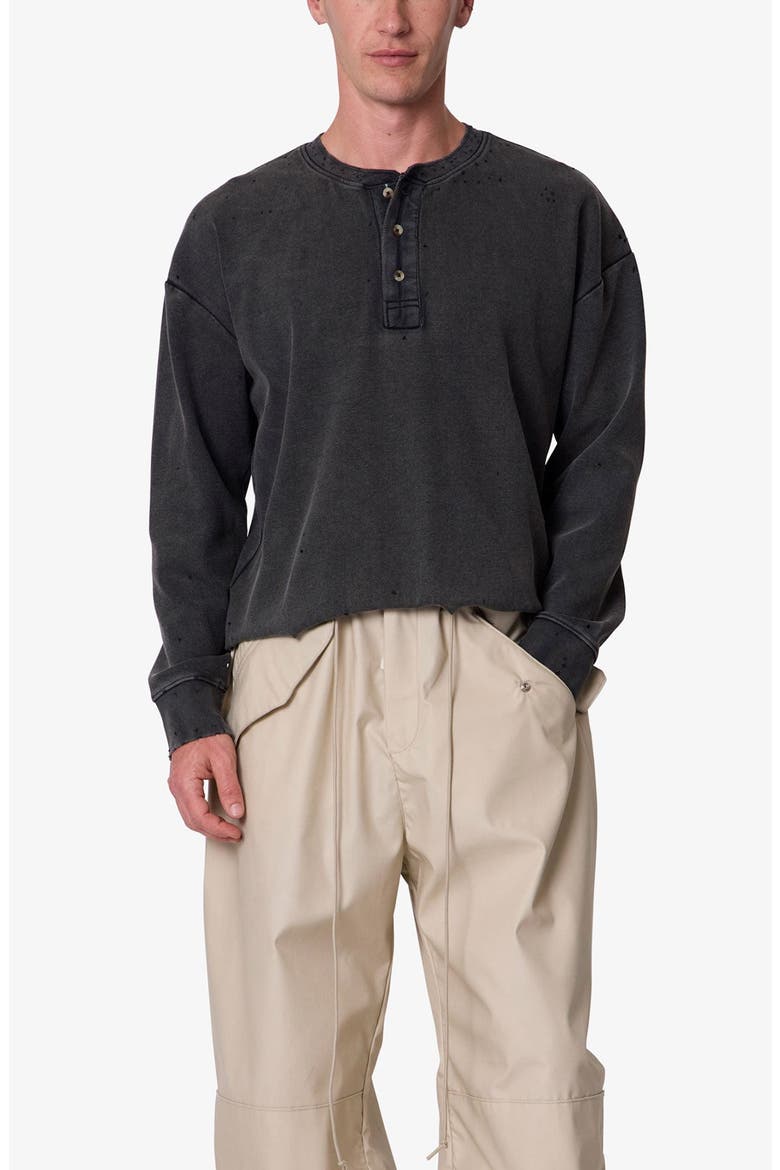 Distressed Long Sleeve Henley, Alternate, color, WASHED BLACK