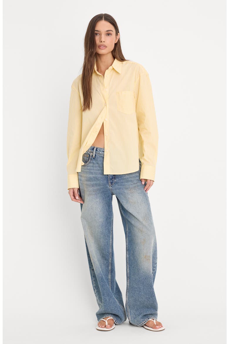 Boxy Stripe Cotton Poplin Blend Button-Up Shirt, Alternate, color, BUTTERBEAM STRIPE