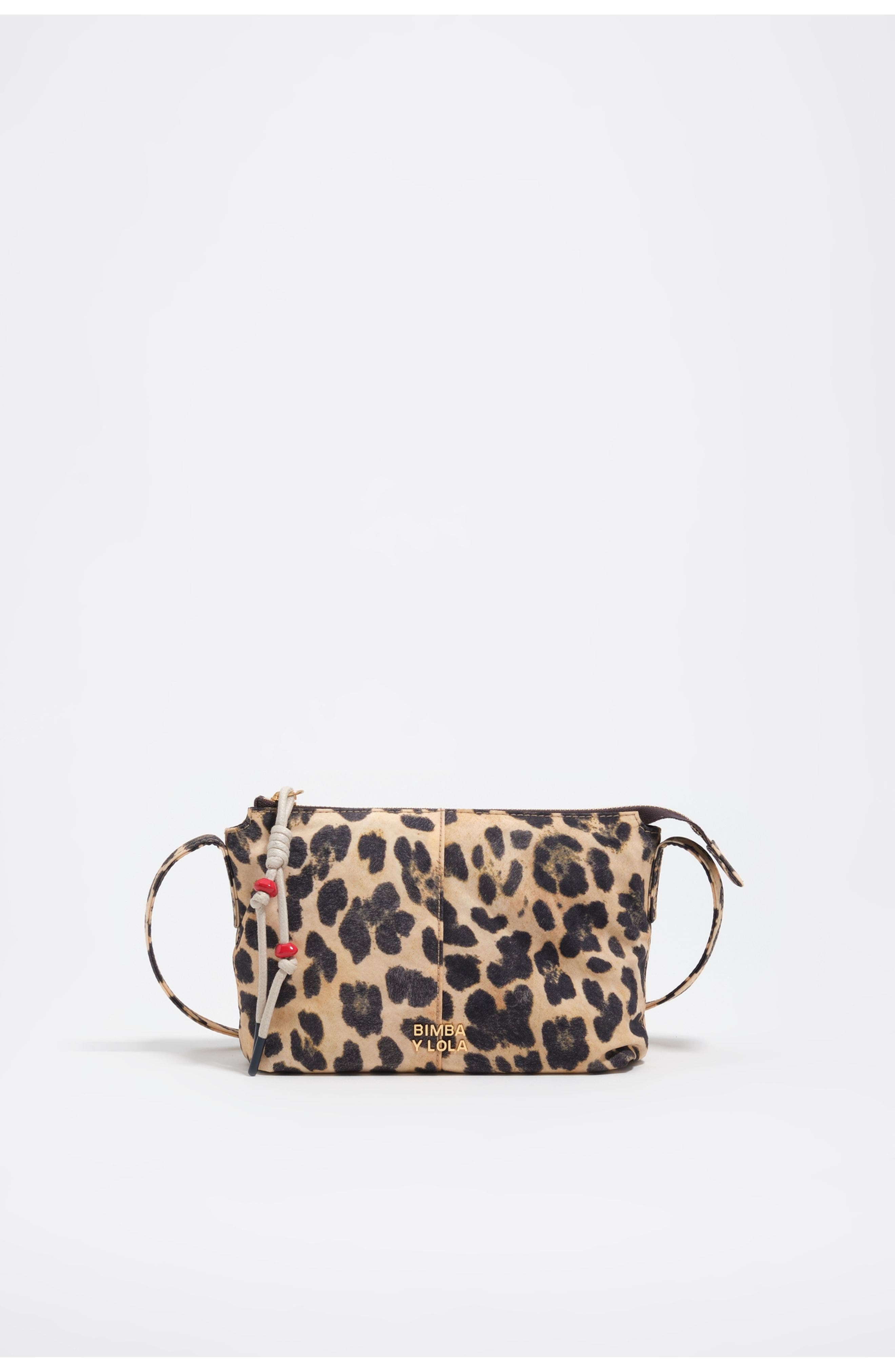 Bimba y Lola Nylon Shoulder Mini Bag, Main, color, Leopard Natural