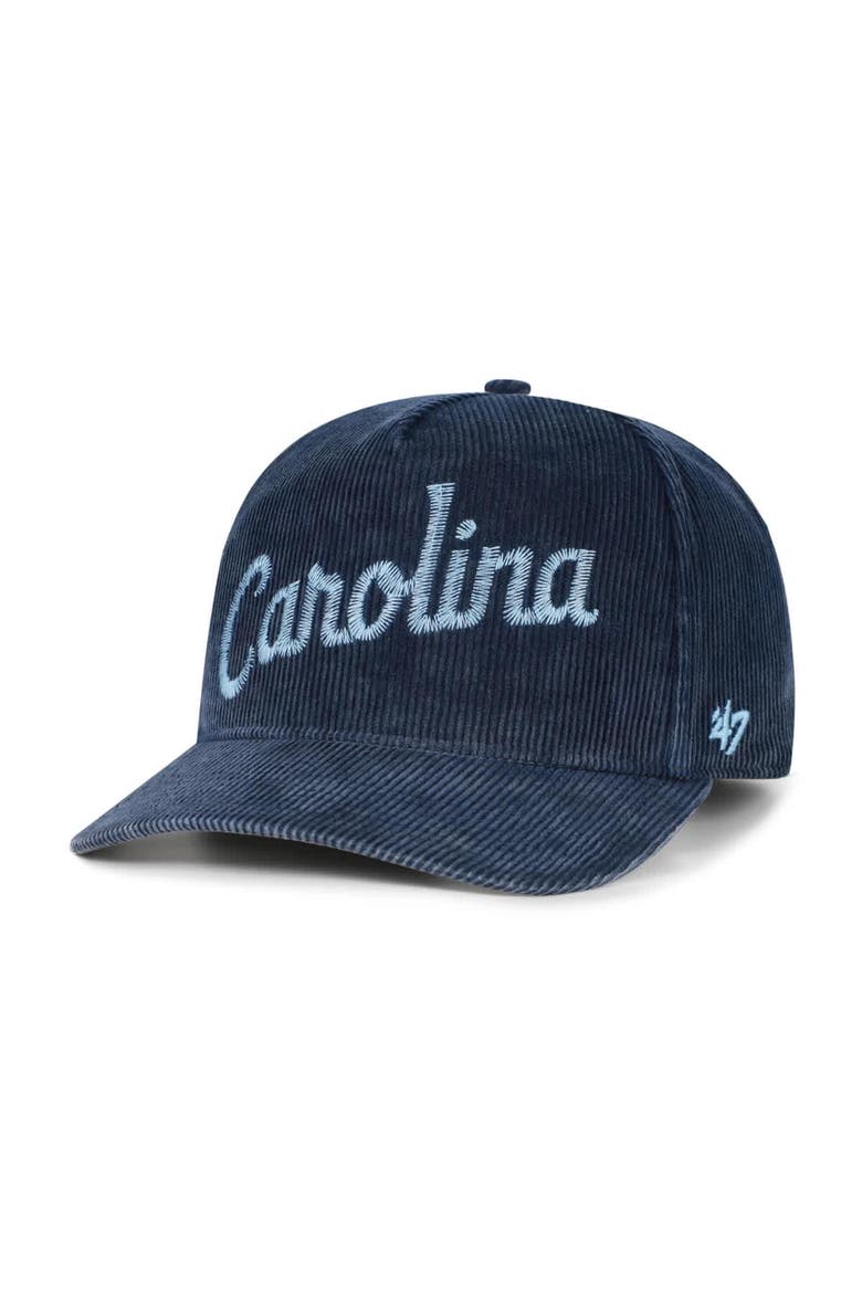 Men's '47  Navy North Carolina Tar Heels Reclaim Snow Wash Corduroy Hitch Adjustable Hat, Main, color, Navy