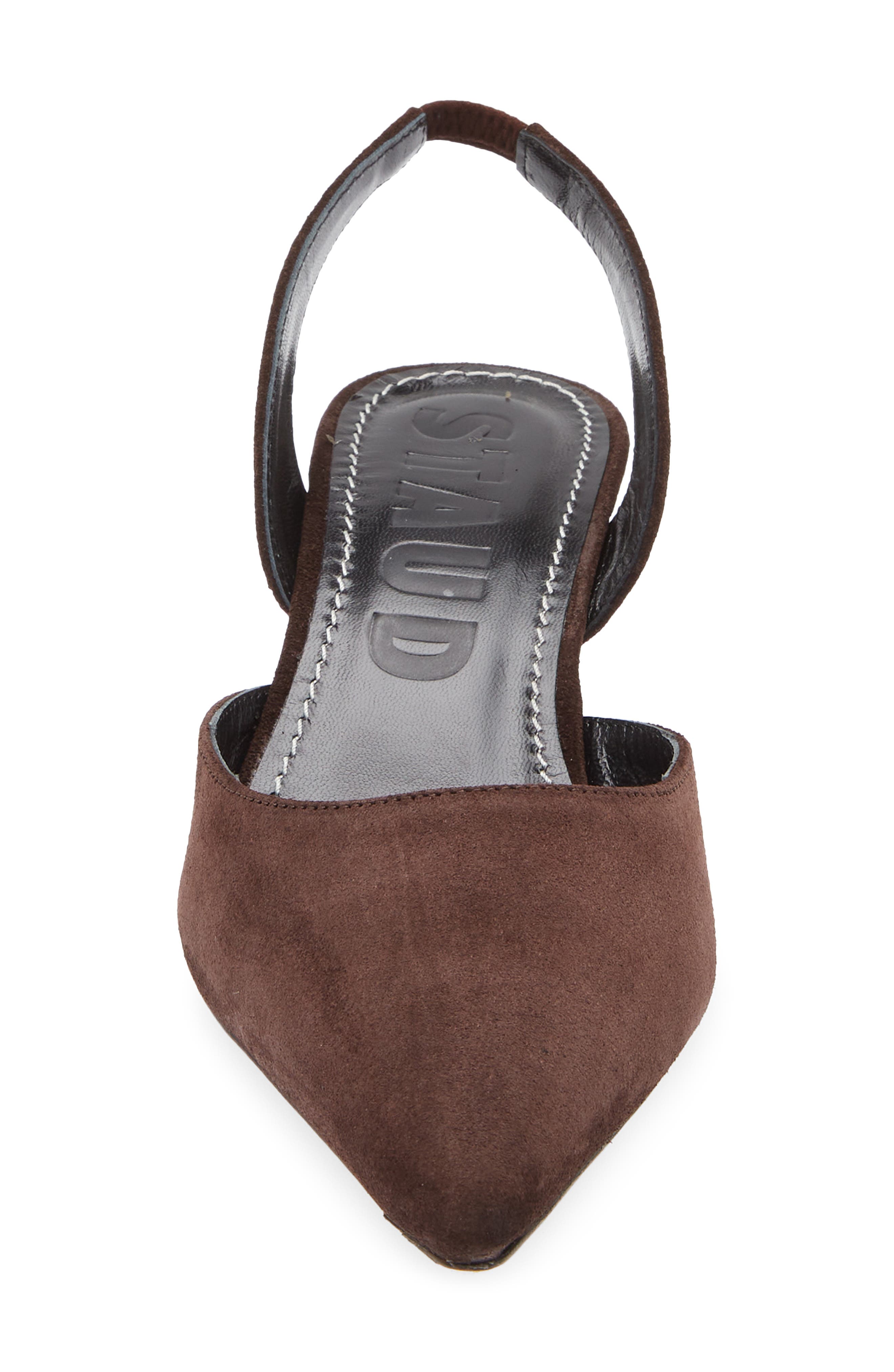 STAUD Sebastian Slingback Pointed Toe Kitten Heel Pump, Alternate, color, Espresso