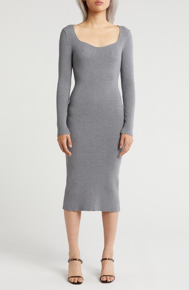 AREA STARS Blaine Long Sleeve Ribbed Midi Dress, Main, color, 