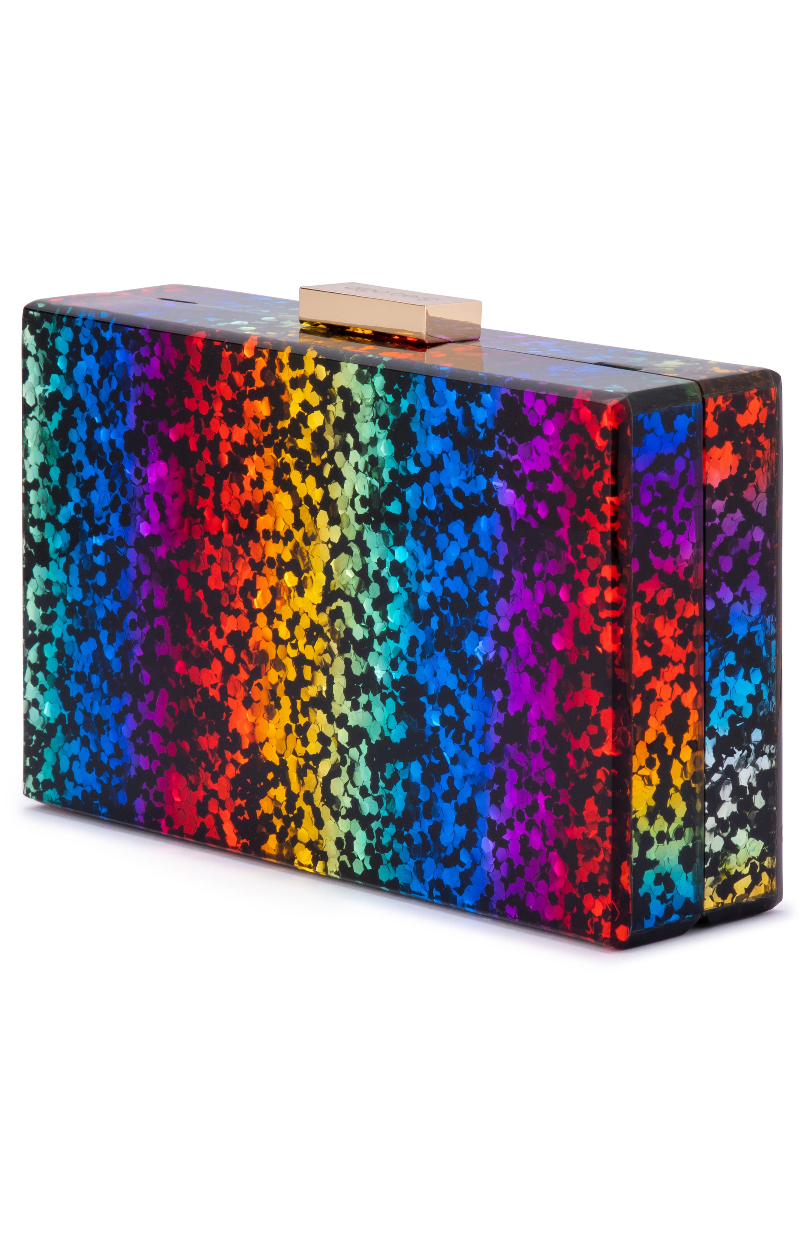 Mardi Gras Rainbow Glitter Clutch, Alternate, color, RAINBOW