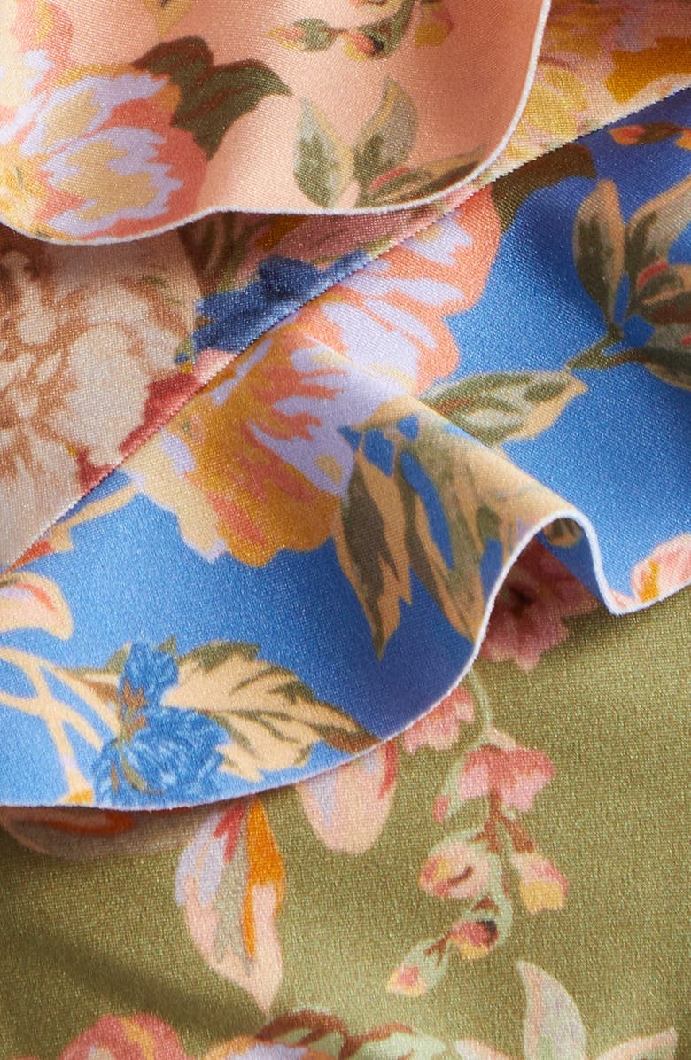 Zimmermann August Asymmetric Ruffle Cutout One-Shoulder One-Piece Swimsuit, Alternate, color,