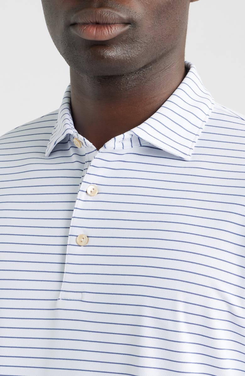 Peter Millar Winston Summer Comfort Performance Piqué Polo, Alternate, color, White / Bali Blue
