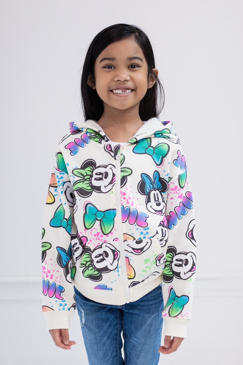 Minnie Mouse Zip-up Hoodie (toddler, Little Kid & Big Kid), Alternate, color, Ivory Minnie