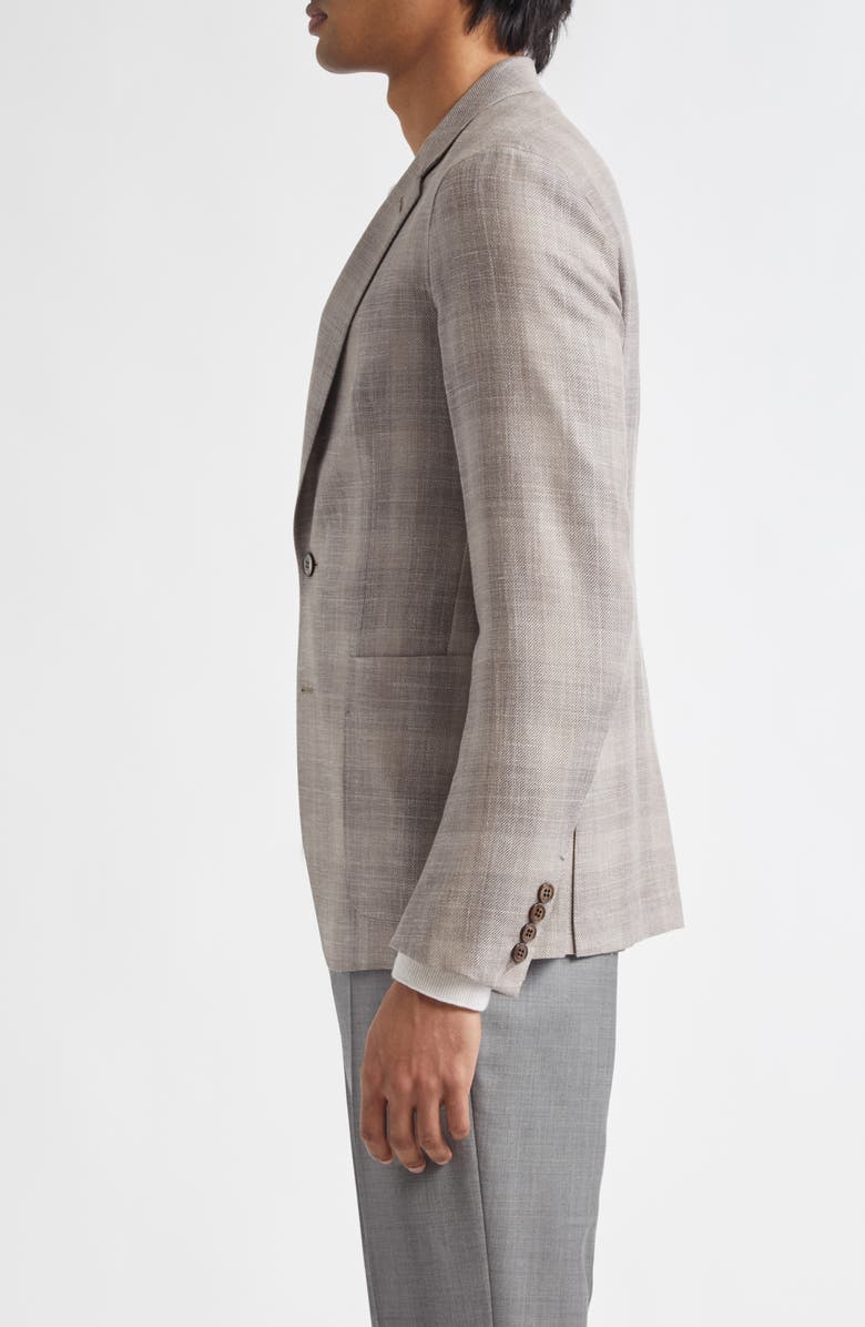 ZEGNA Fairway Crossover Plaid Wool, Silk & Linen Sport Coat, Alternate, color, Medium Brown