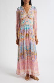 Camilla Howdy Gaudí Long Sleeve Silk Chiffon Maxi Dress
