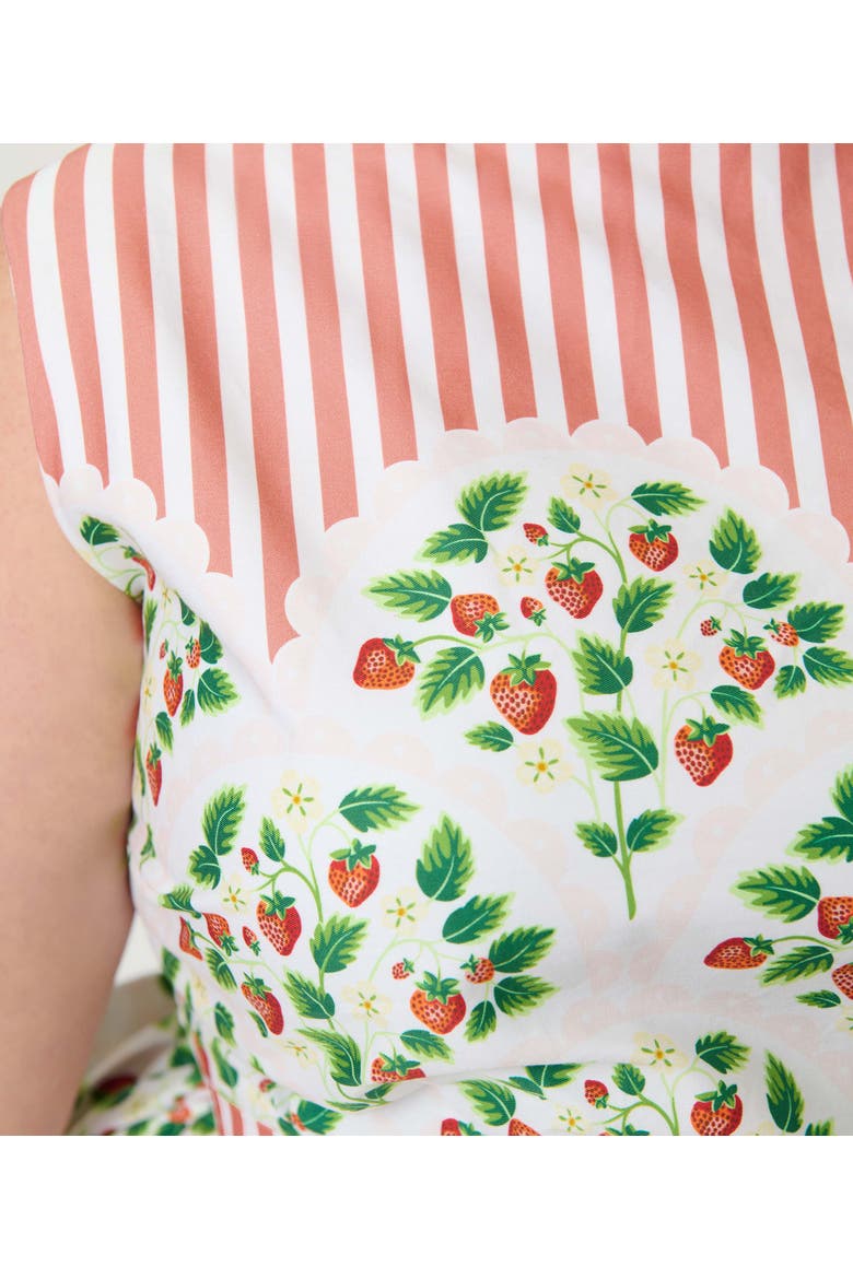 Plus Size Sleeveless Belted Swing Dress, Alternate, color, Pink Stripe W/ Strawberries