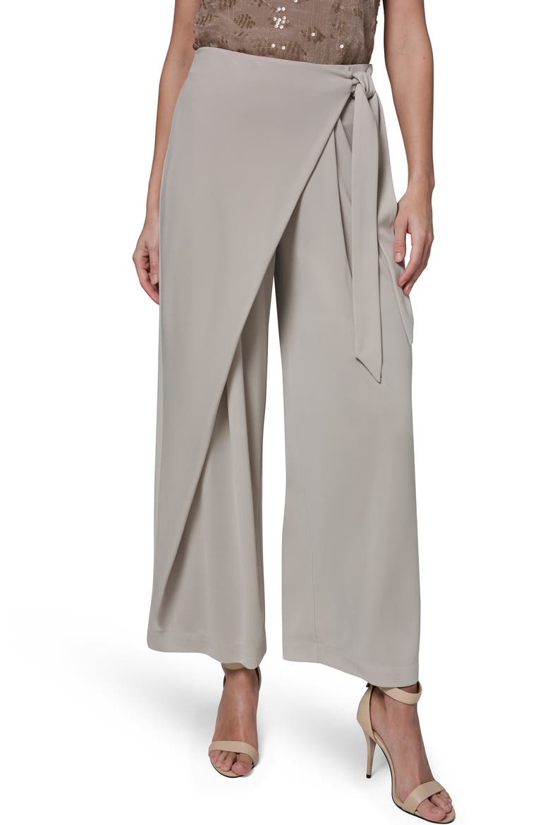 Wrap Front Wide Leg Pants, Main, color, TUSCAN GREY
