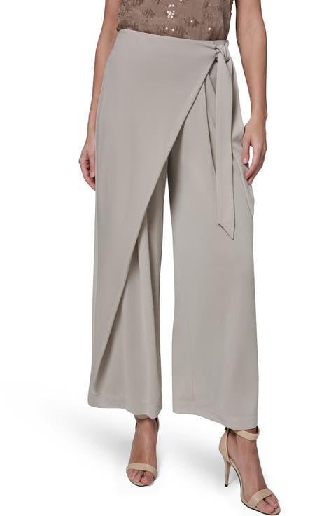 Wrap Front Wide Leg Pants
